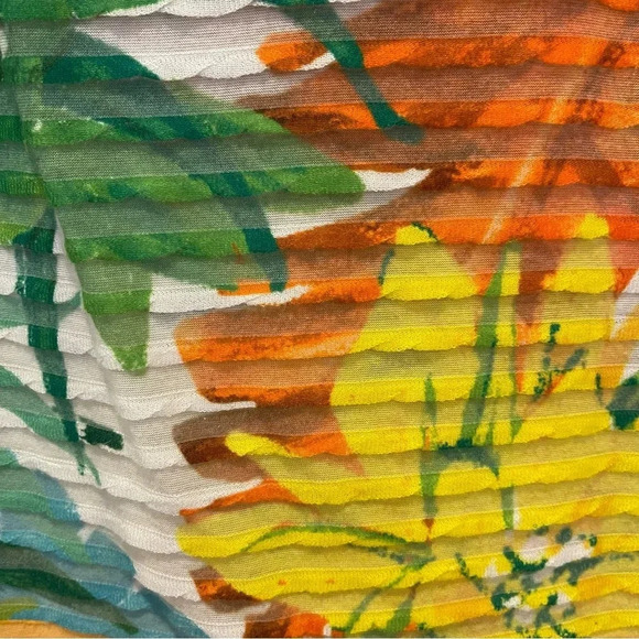 Soft Surroundings Top Womens XL Yellow Green Floral Tunic Tropical Textured - Picture 5 of 10